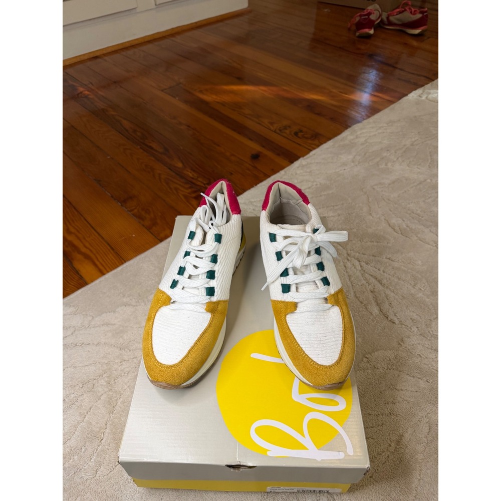 Boden Tilda Colorblock Suede Corduroy Sneakers Yellow Pink Navy EU 39